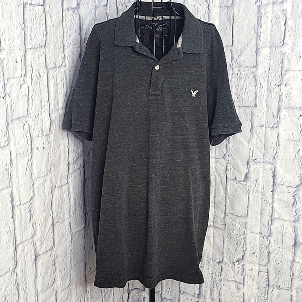 AMERICAN EAGLE OUTFITTERS Black 2 Button Men's‎ Polo Shirt XXL/TG/XG